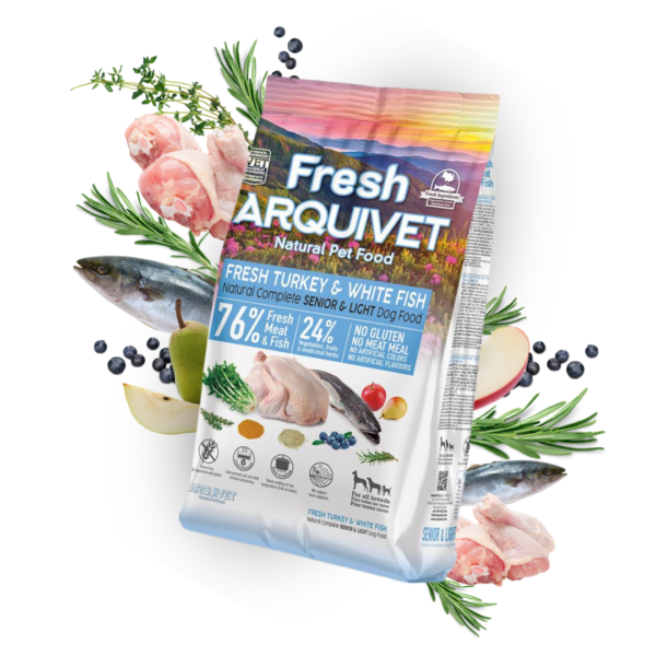 Arquivet Fresh külmpressitud senior/light koeratoit kalkuni ja valge kalaga - Image 2